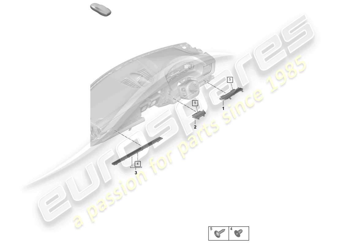 porsche 2025 (panamera 976) dash panel attachment parts lower moldings part diagram