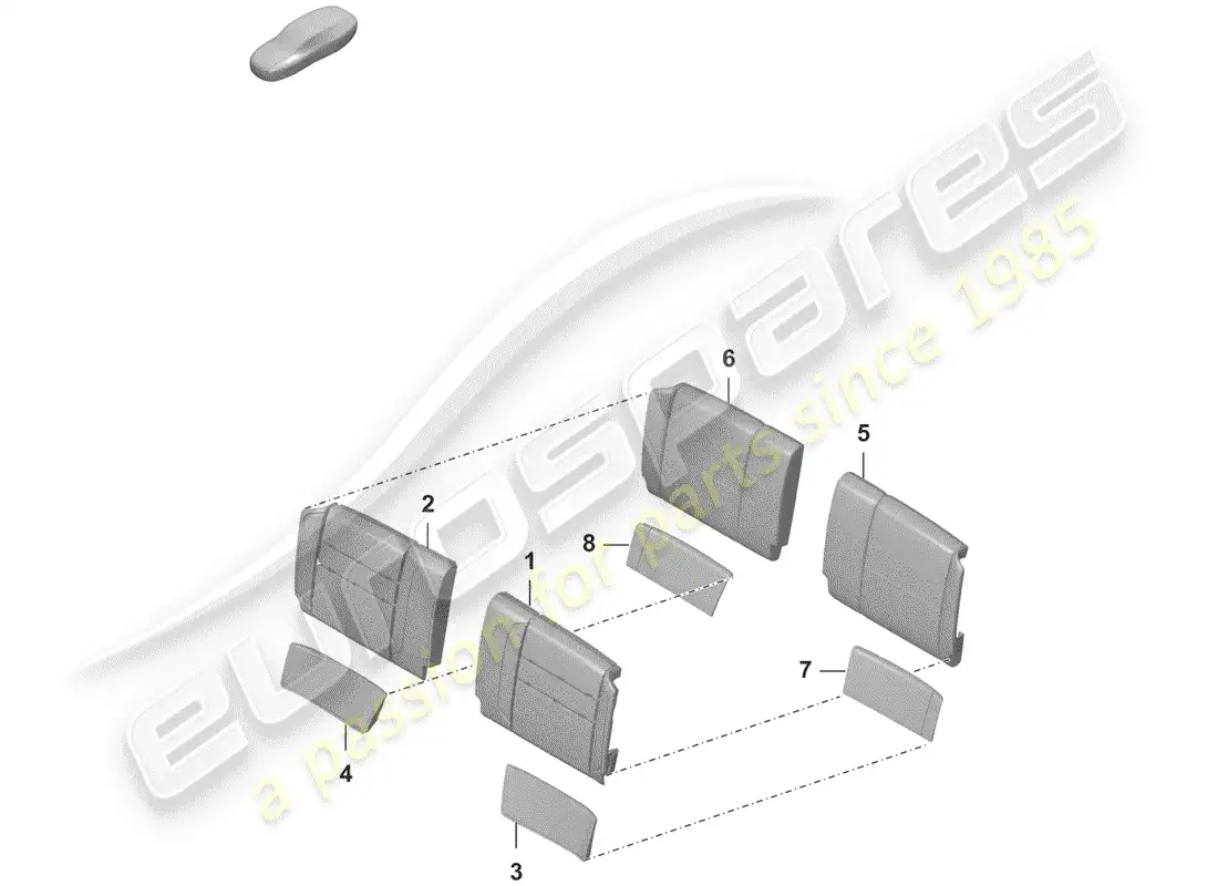 porsche 2020 (992-1) foam part parts diagram