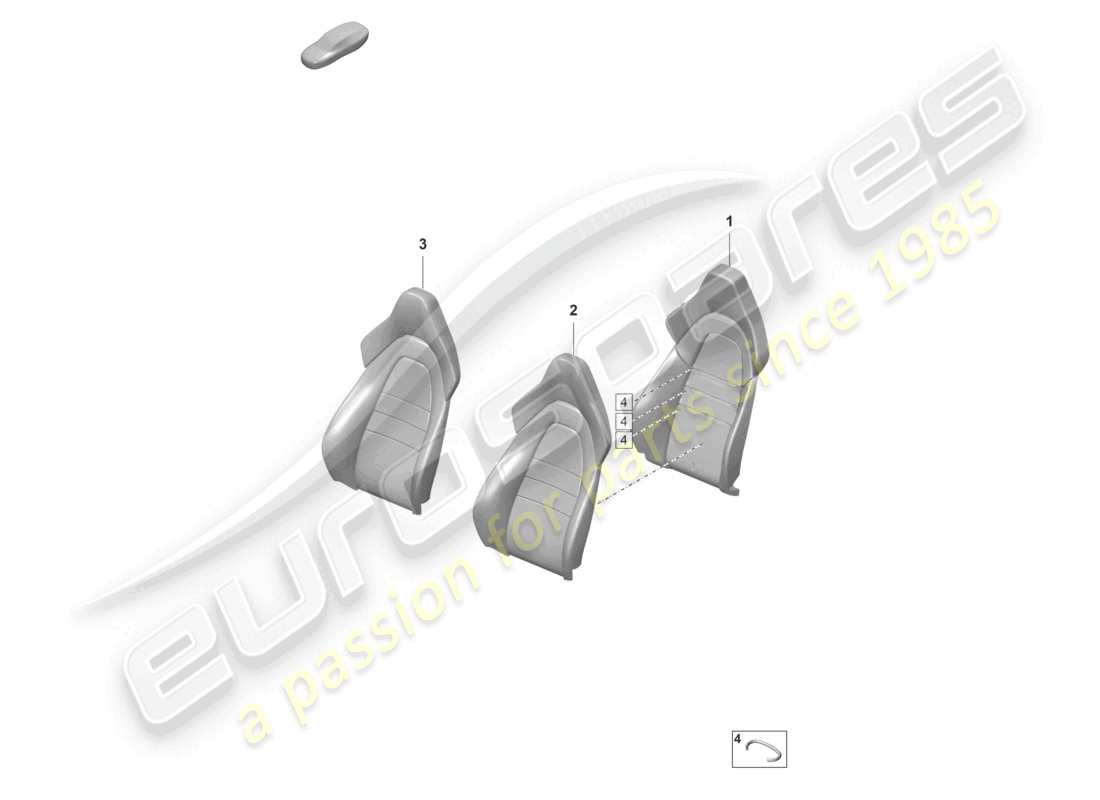 porsche 2022 (panamera 971-2) foam sect. for rest side supp. backrest cover sports seat for models with seat venti- lation part diagram