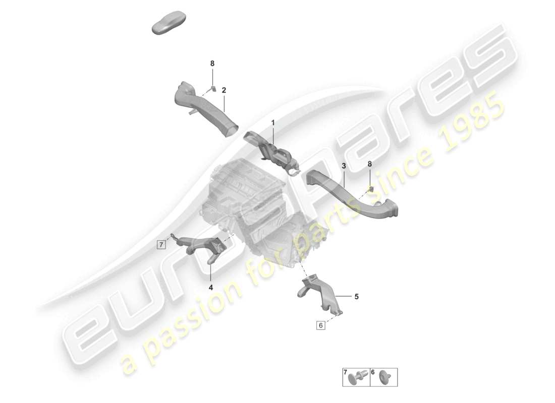 porsche 2025 (992-2 gt3/rs/st) air conditioning interior air guide part diagram