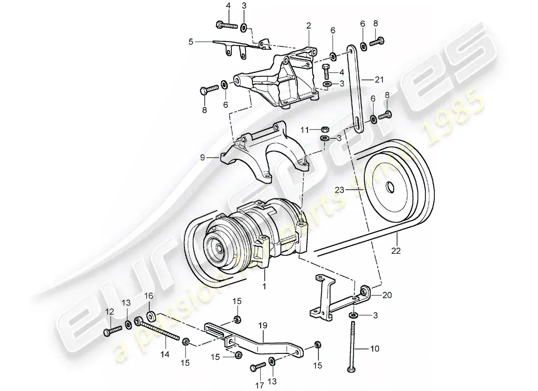 porsche 1992 (928) assembly - compressor - air conditioner parts diagram