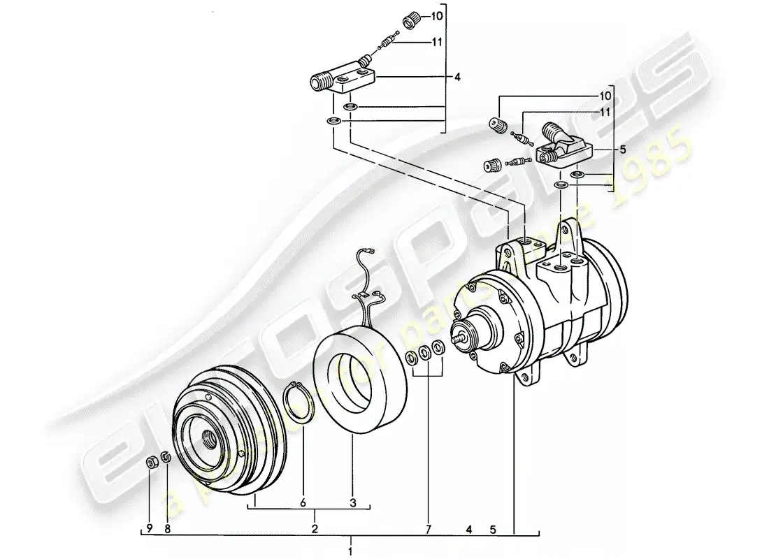 porsche 1985 (928) compressor parts diagram
