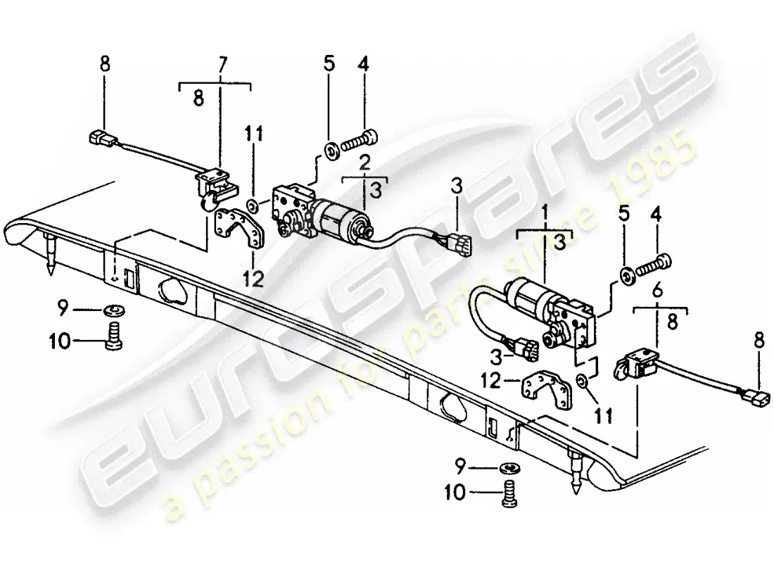 porsche 1998 (993) convertible top - catch parts diagram
