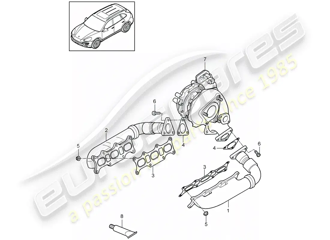 porsche 2015 (cayenne e2 92a) exhaust system parts diagram