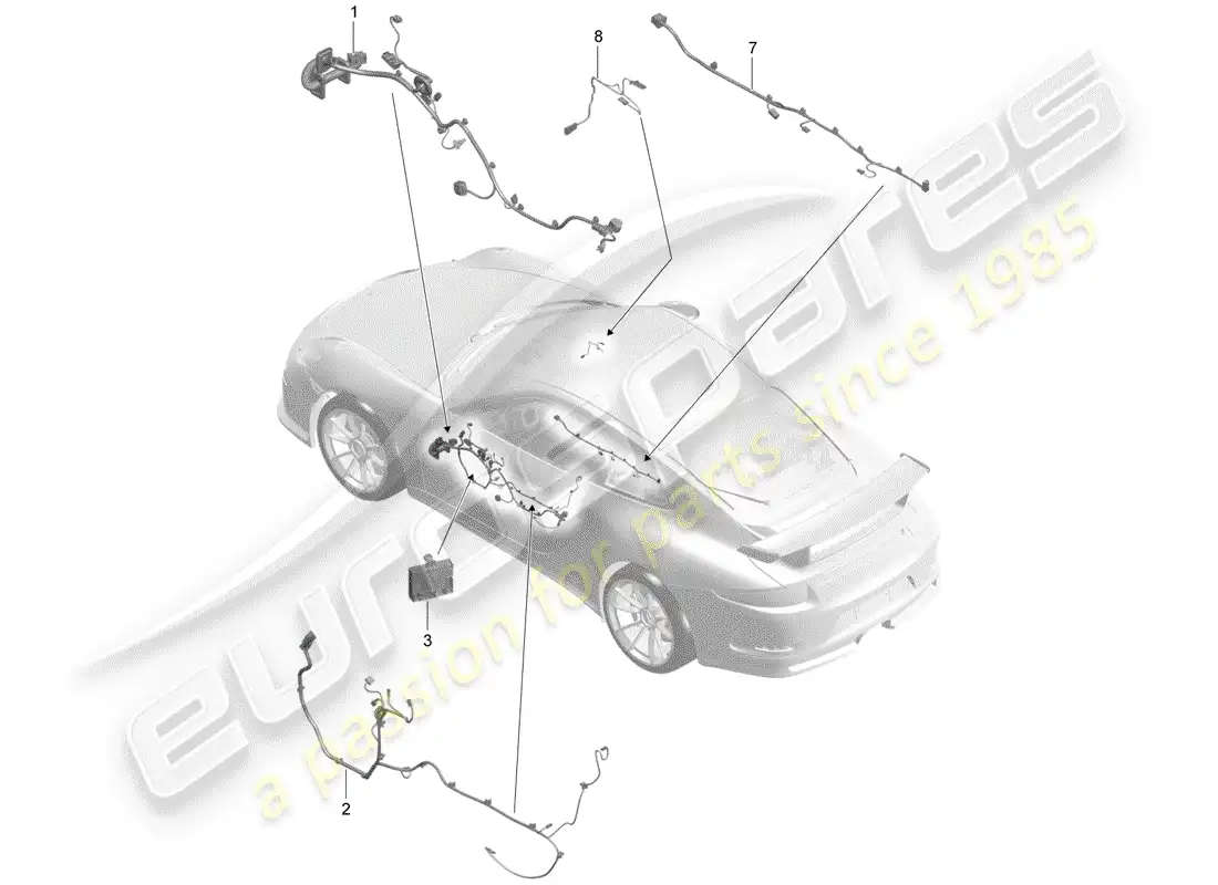 porsche 2017 (991-2 r/gt3/rs) wiring harnesses parts diagram