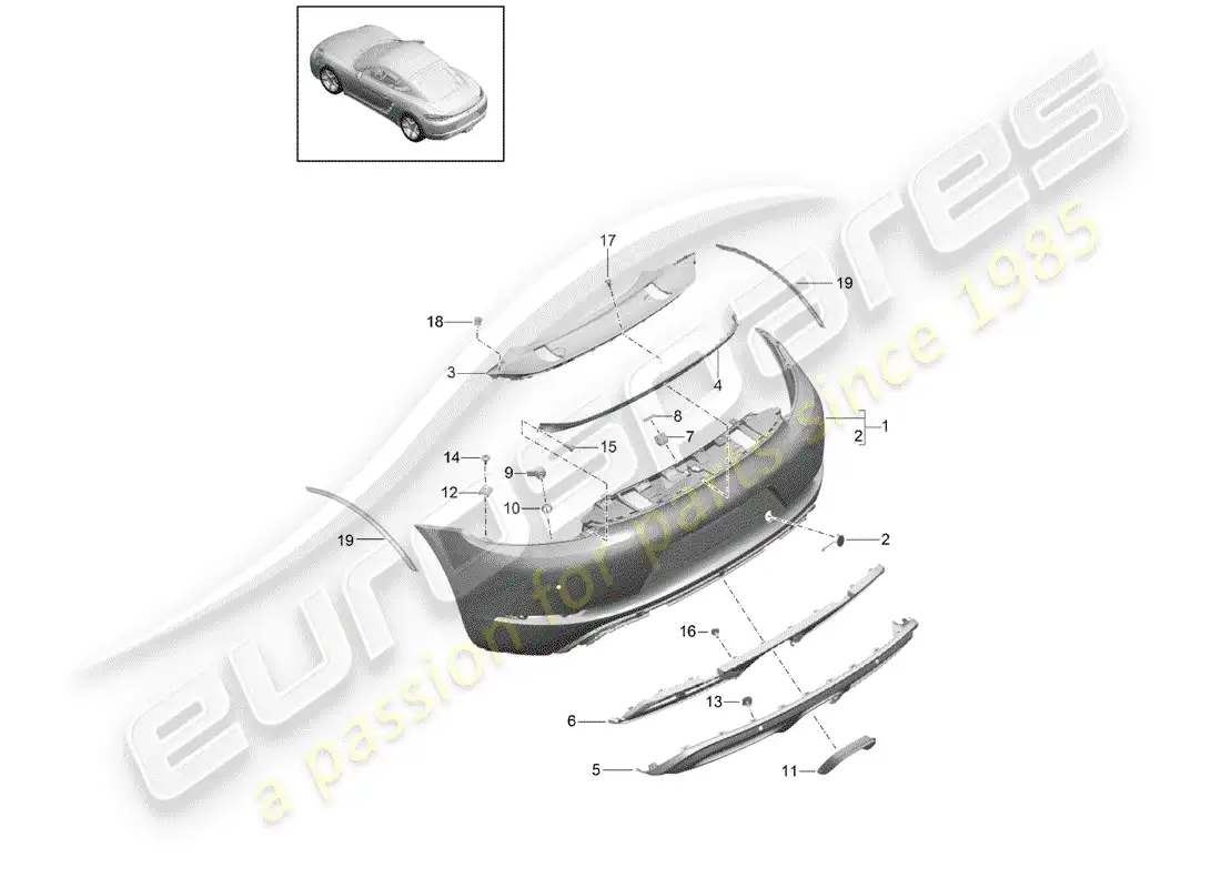 porsche 2019 (718 cayman) bumper parts diagram