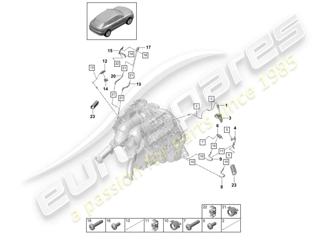 porsche 2021 (macan) pressure difference sender for vehicles with a petrol particulate filter part diagram