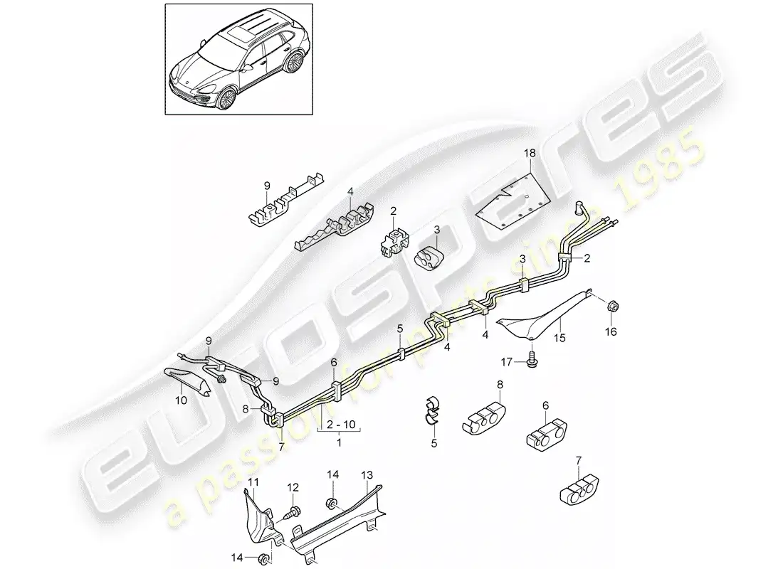 porsche 2016 (cayenne e2 92a) fuel line parts diagram