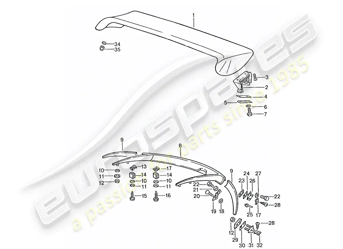 porsche 1990 (928) spoiler parts diagram