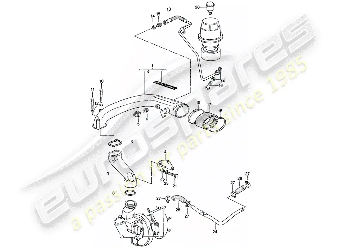 porsche 1977 (924) turbocharging parts diagram