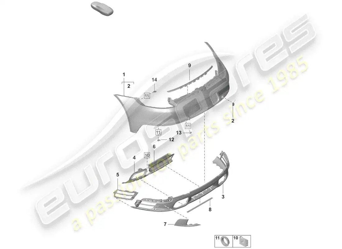 porsche 2019 (992-1) bumper parts diagram