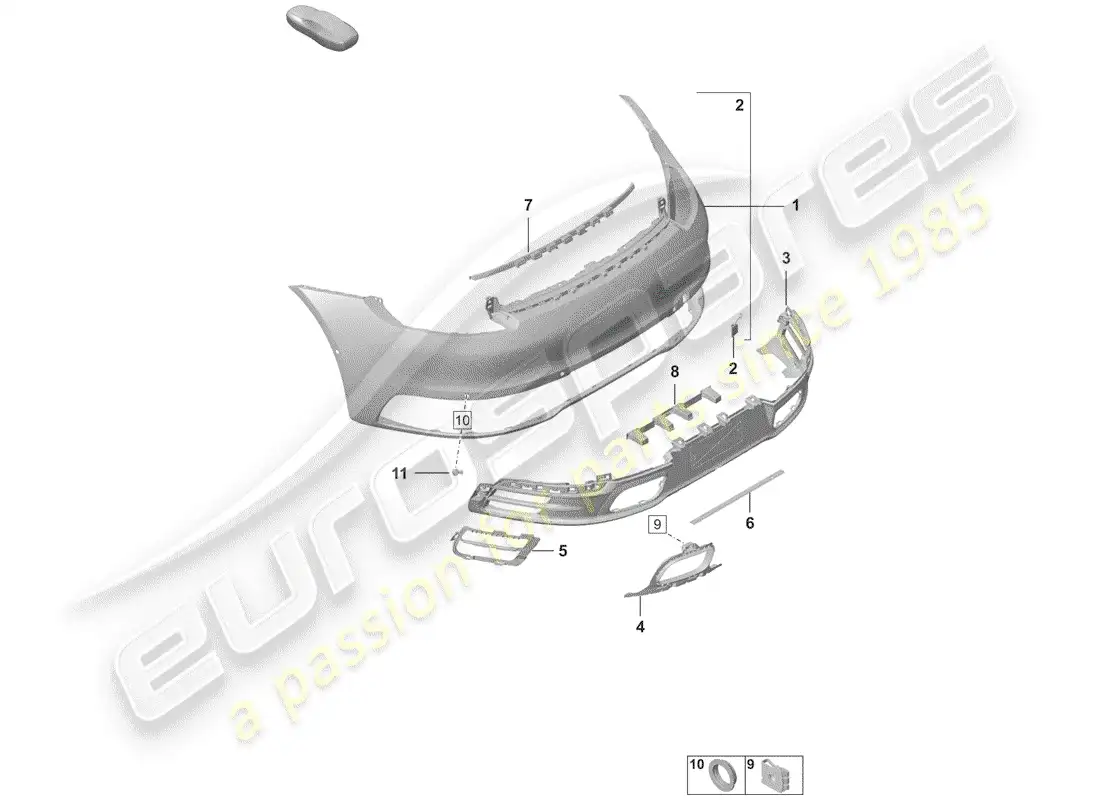 porsche 2019 (992-1) bumper parts diagram