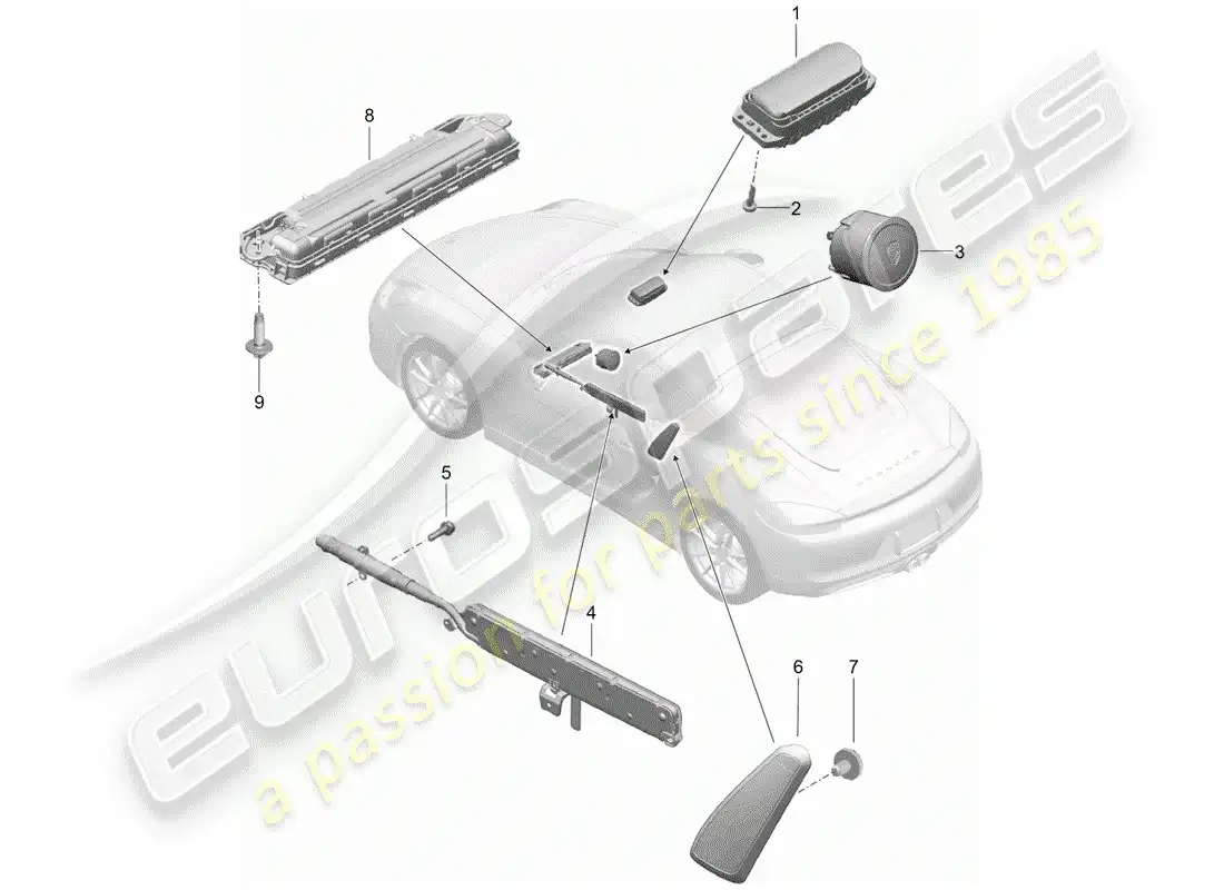 porsche 2015 (981 cayman) airbag parts diagram