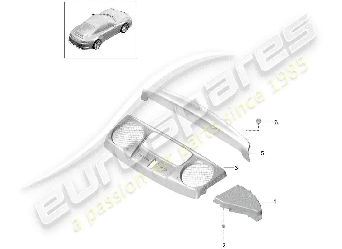 porsche 2015 (991-1 r/gt3/rs) lining parts diagram