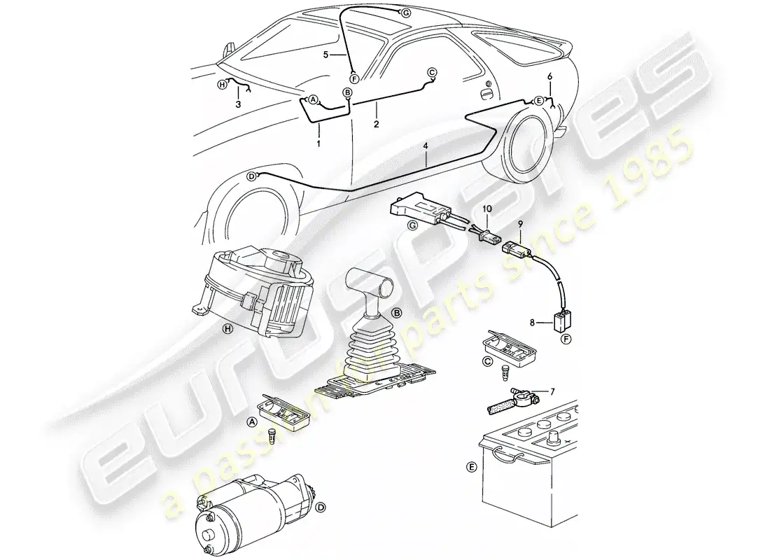 porsche 1985 (928) harness - passenger compartment parts diagram