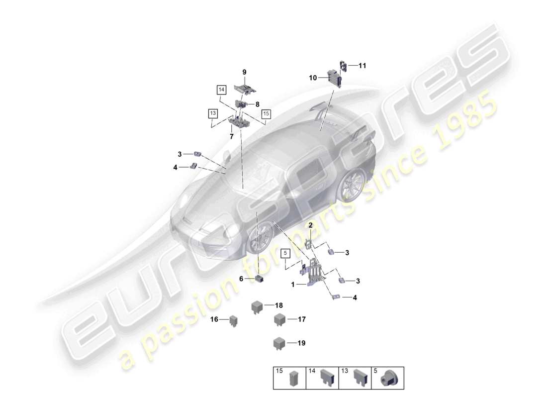 porsche 2025 (992-2 gt3) central electrics dashboard part diagram