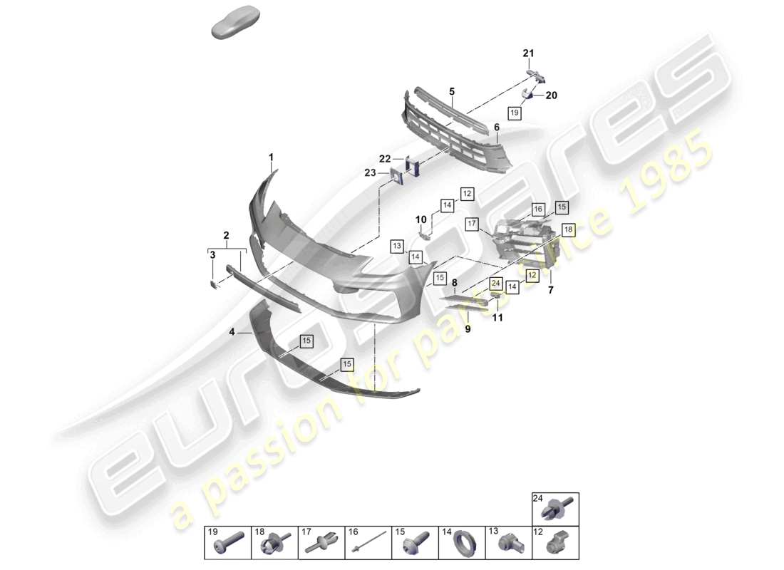 porsche 2025 (panamera 976) bumper front part diagram