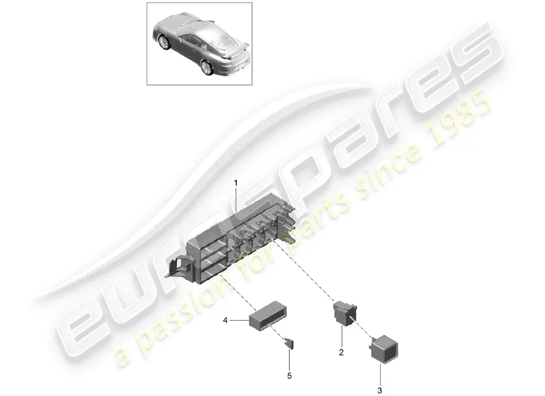 porsche 2015 (991-1 r/gt3/rs) fuse box/relay plate parts diagram