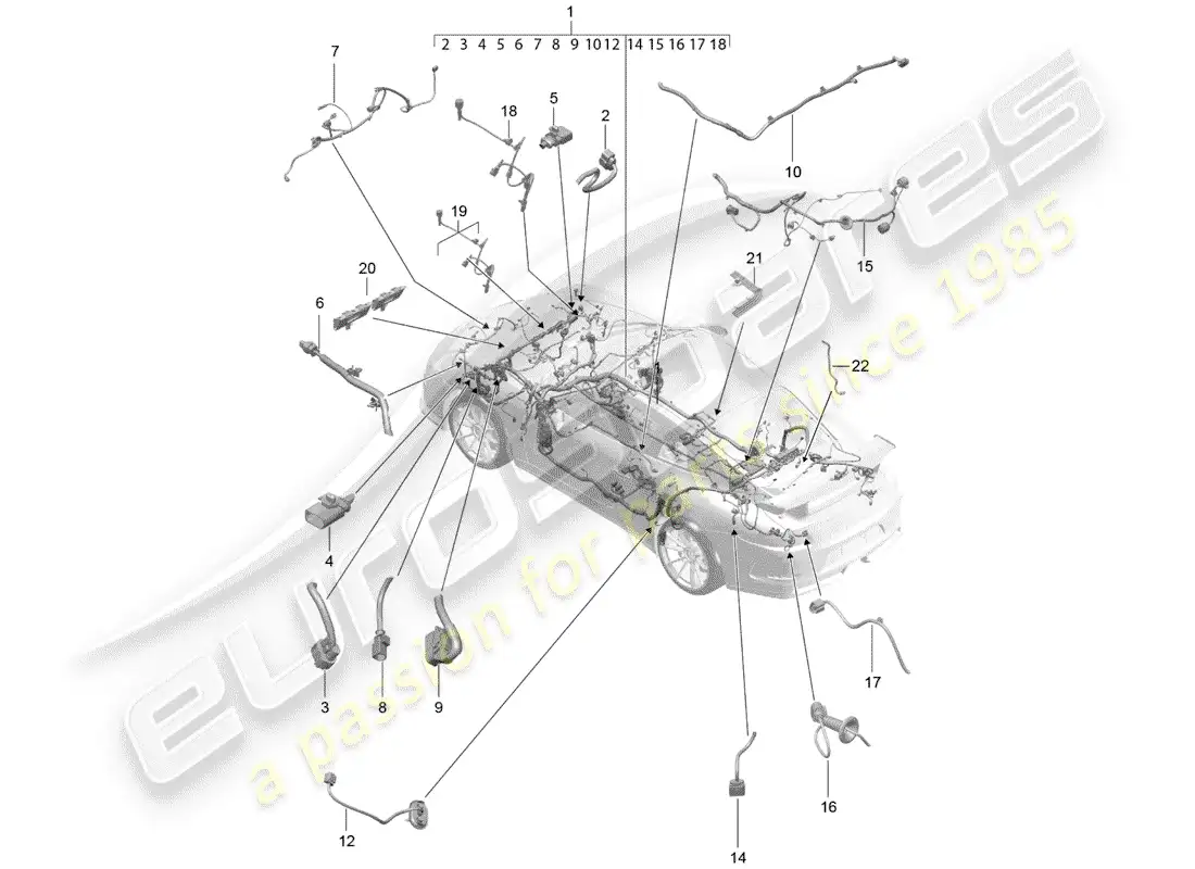 porsche 2015 (991-1 r/gt3/rs) wiring harnesses parts diagram