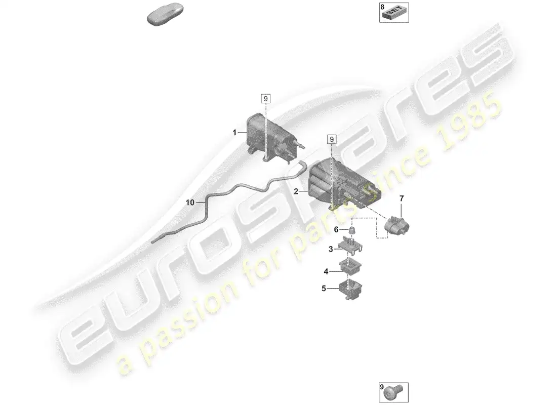 porsche 2020 (992-1) evaporative emission canister parts diagram