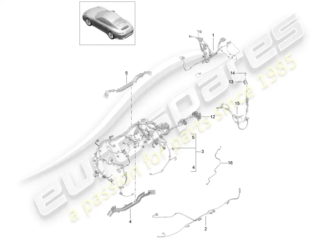 porsche 2019 (991-2) wiring harnesses parts diagram