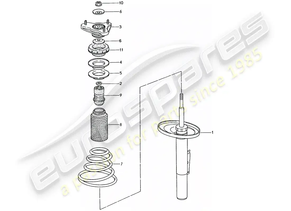 porsche 2004 (986 boxster) suspension - shock absorber parts diagram