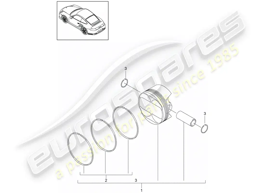 porsche 2012 (997-2 turbo / gt2 rs) piston parts diagram