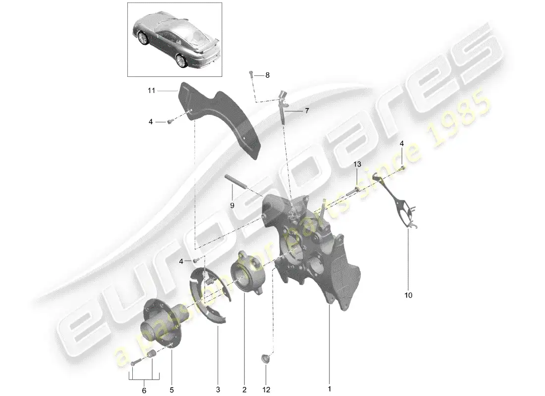 porsche 2015 (991-1 r/gt3/rs) rear axle parts diagram