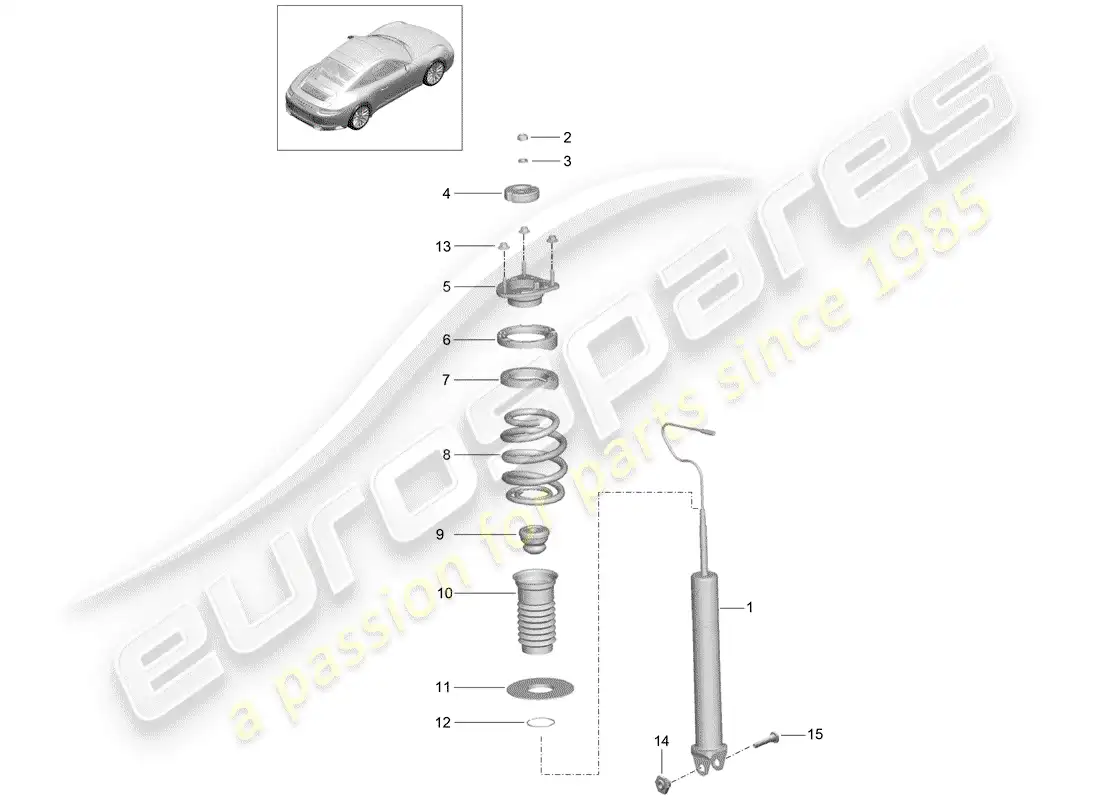 porsche 2019 (991-2) shock absorber parts diagram