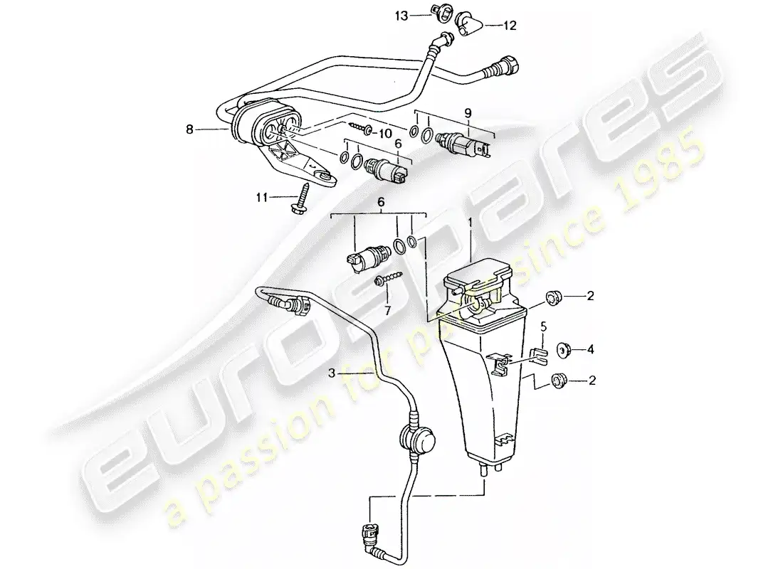 porsche 1998 (986 boxster) evaporative emission canister parts diagram