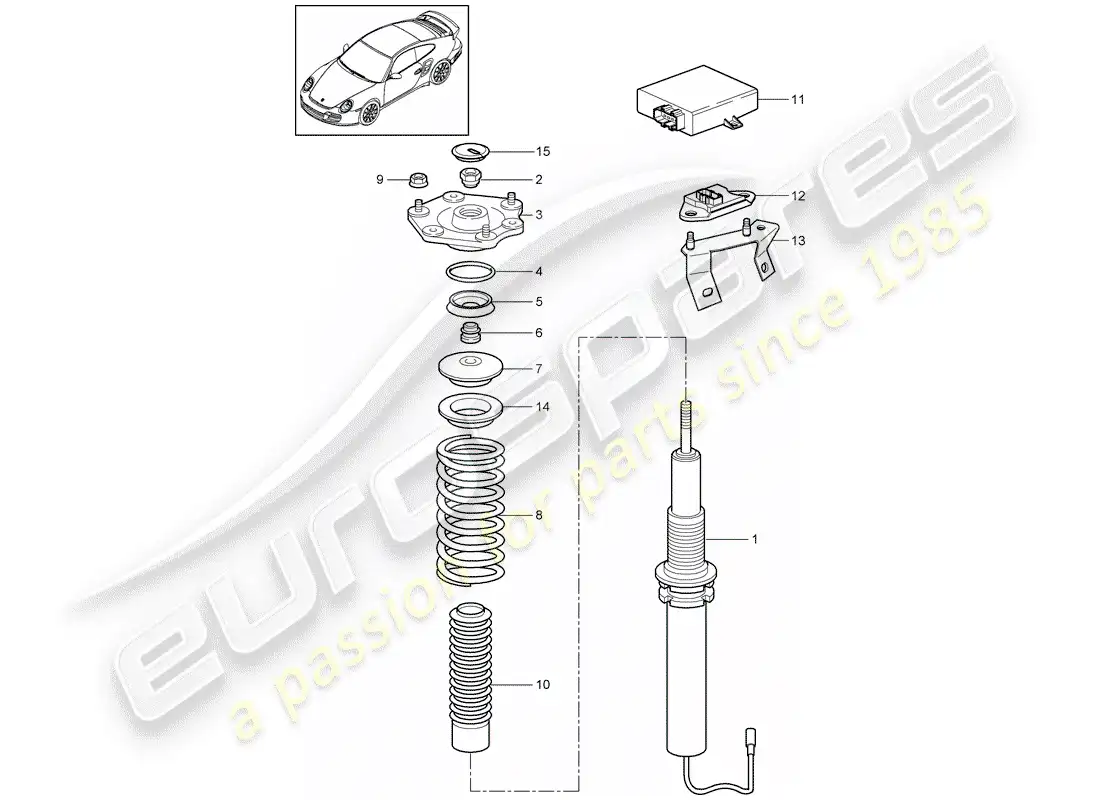 porsche 2012 (997-2 turbo / gt2 rs) suspension parts diagram