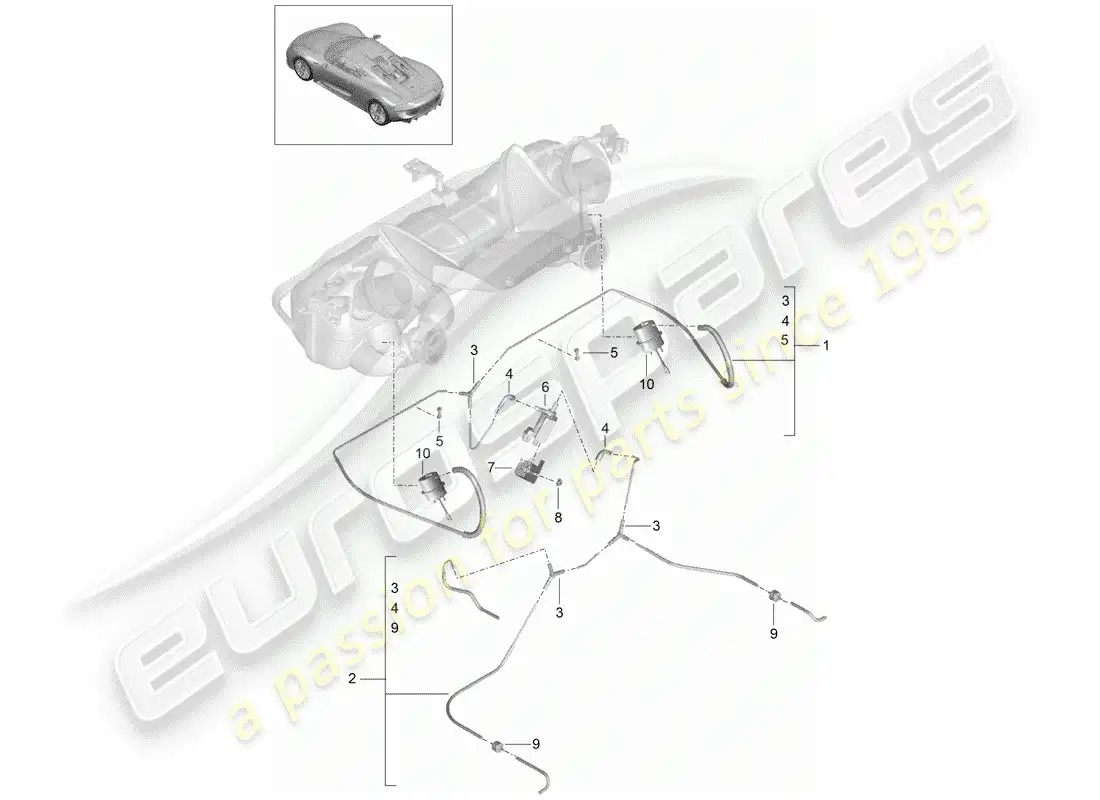 porsche 2015 (918 spyder) exhaust system parts diagram