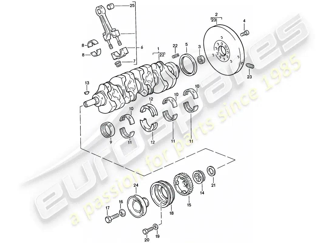 porsche 1986 (944) crankshaft - connecting rod parts diagram