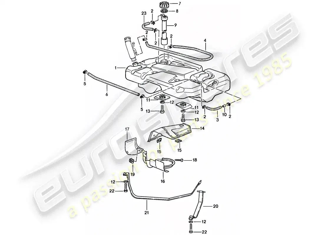 porsche 1986 (944) fuel tank parts diagram