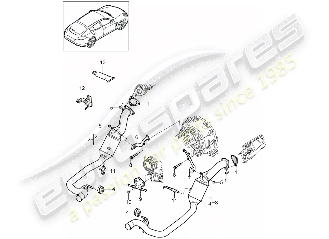 porsche 2012 (panamera 970) exhaust system parts diagram