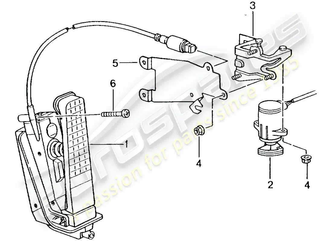 porsche 2003 (996 turbo / gt2) pedals - throttle control parts diagram