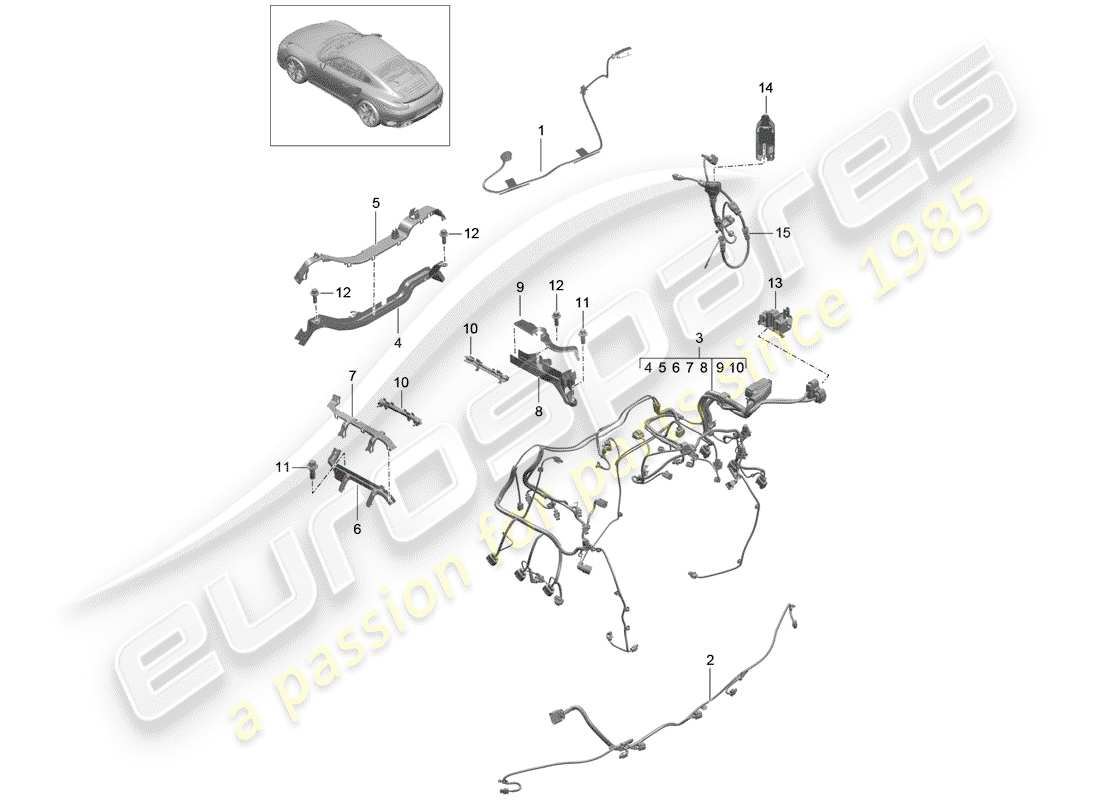 porsche 2018 (991-2 turbo) wiring harnesses part diagram