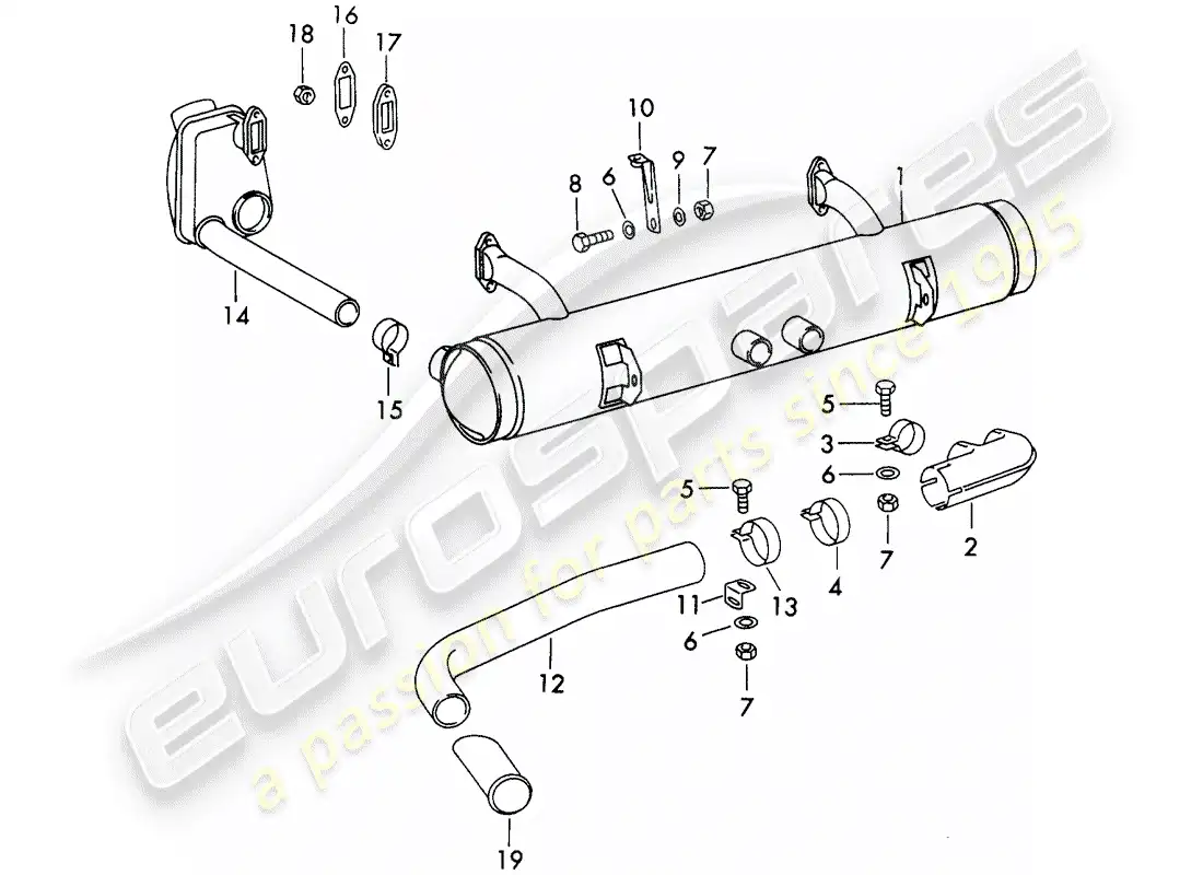 porsche 1967 (911/912) exhaust system - not for: - (d) + (s) parts diagram