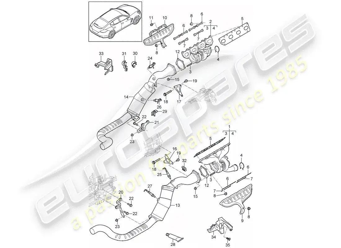 porsche 2015 (panamera 970) exhaust system parts diagram