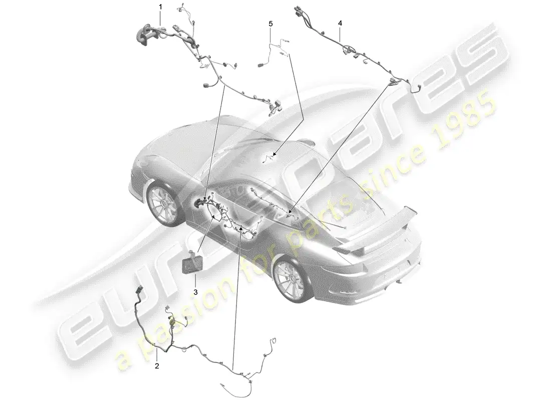 porsche 2017 (991-2 r/gt3/rs) wiring harnesses parts diagram