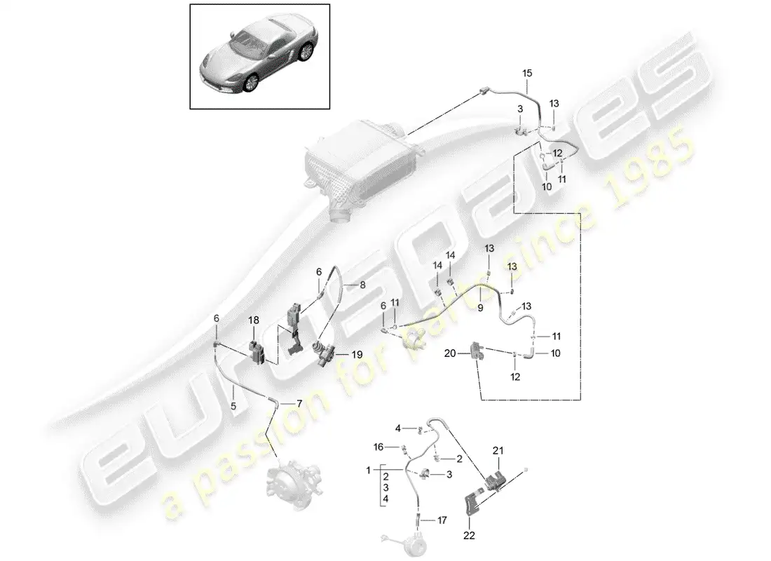 porsche 2017 (718 boxster) control line parts diagram