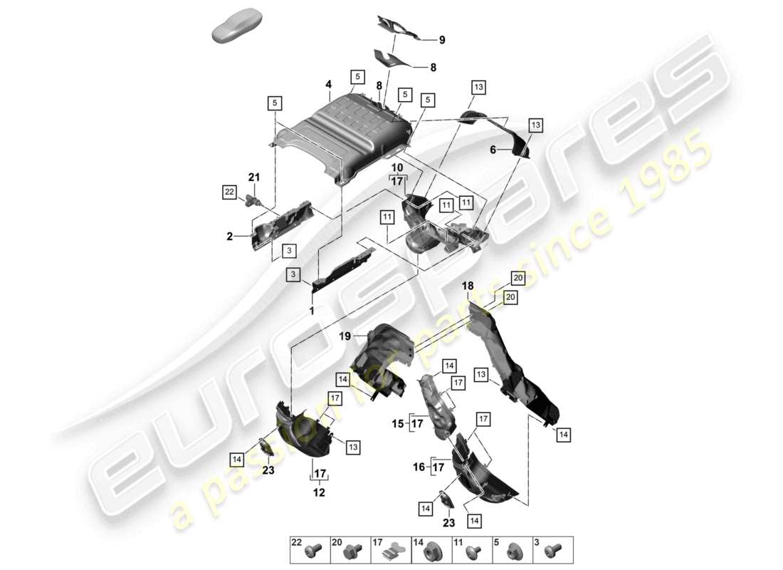 porsche 2024 (panamera 971-2) exhaust system heat insulation air guide channel for vehicles with a petrol particulate filter part diagram