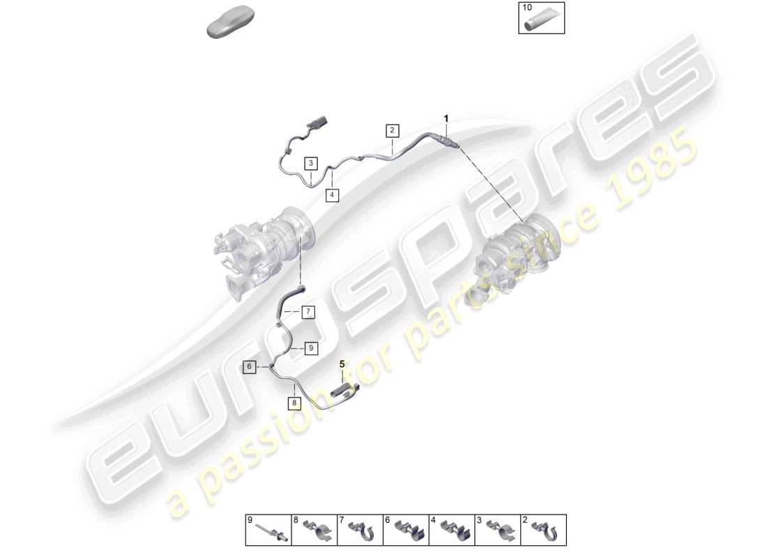 porsche 2026 (panamera 976) exhaust gas turbocharger lambda probe part diagram