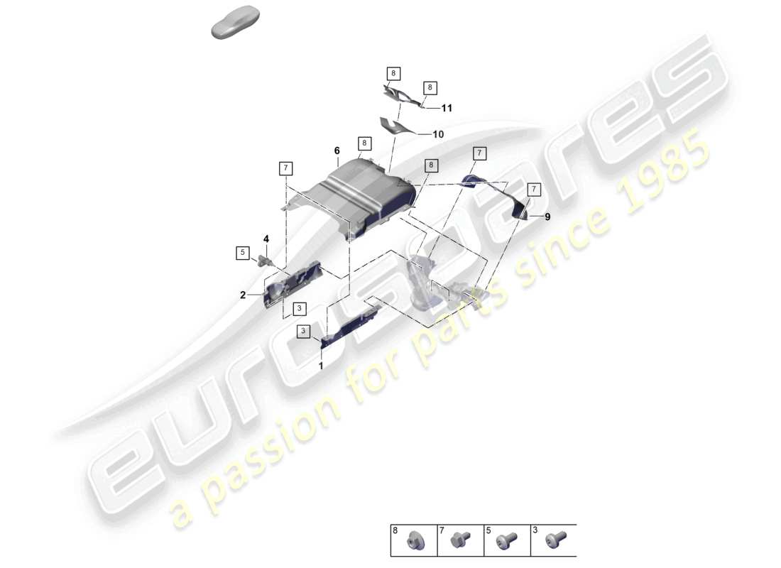 porsche 2025 (panamera 976) exhaust system heat insulation air guide channel for vehicles with a petrol particulate filter part diagram