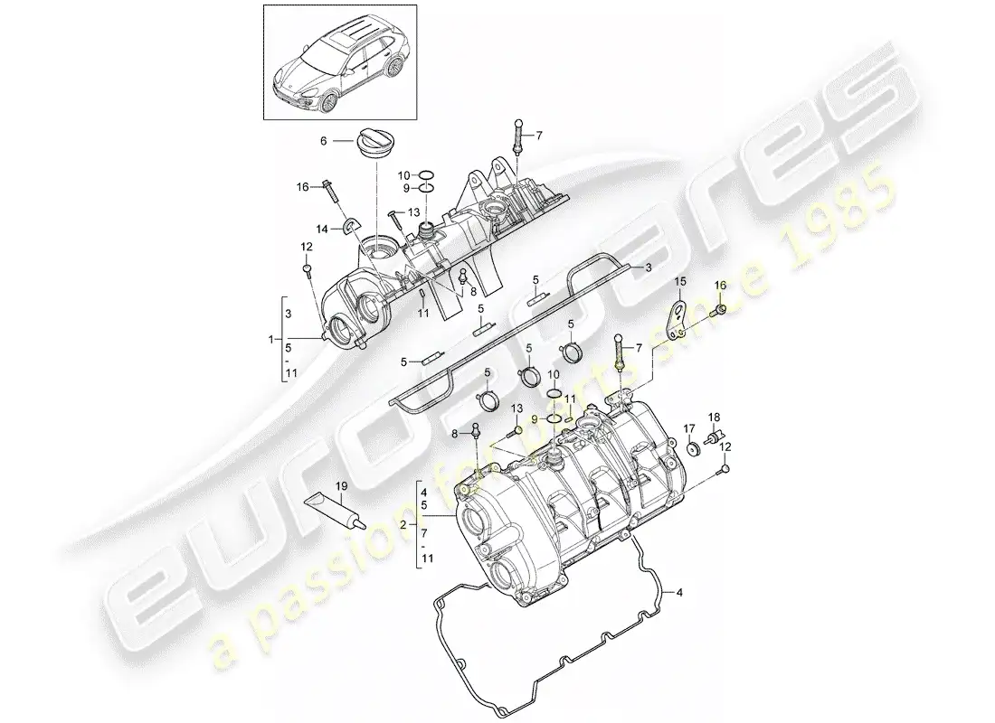 porsche 2014 (cayenne e2 92a) valve cover part diagram