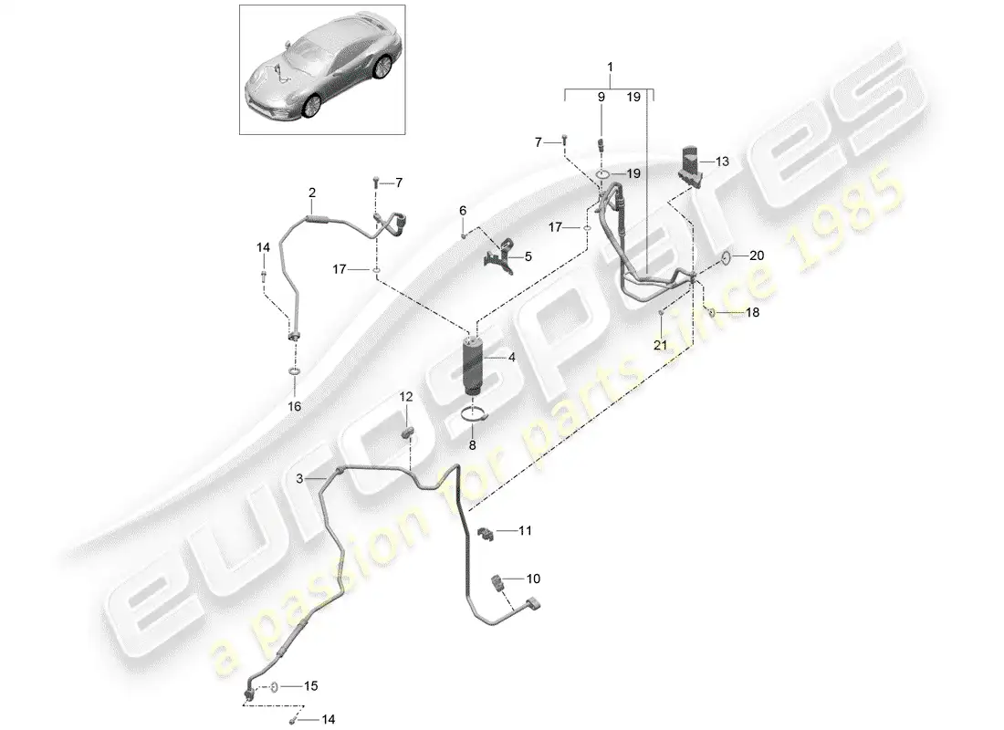 porsche 2020 (991-2 turbo) air conditioner parts diagram