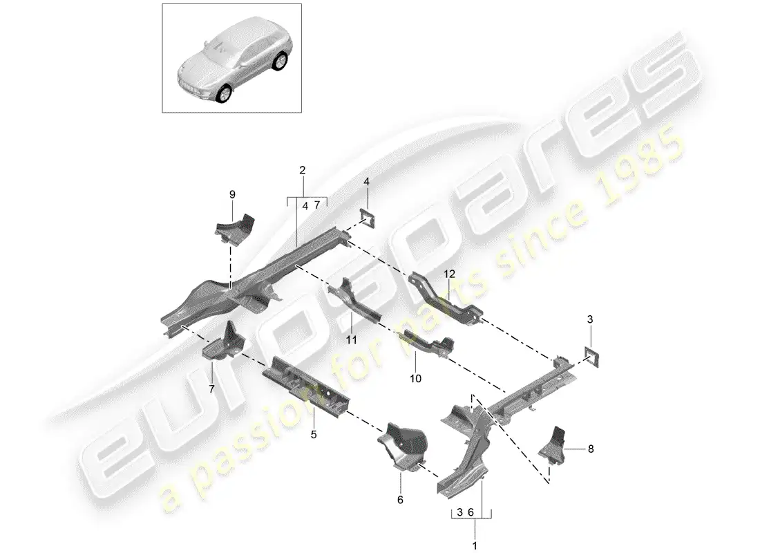porsche 2014 (macan) frame part diagram