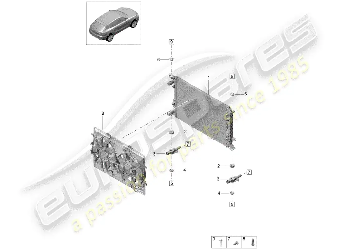 porsche 2020 (macan) water cooling part diagram