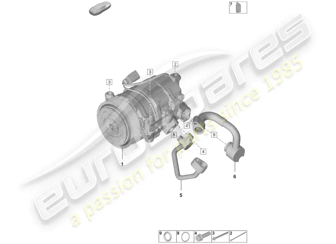 porsche 2020 (992-1) air conditioner compressor parts diagram