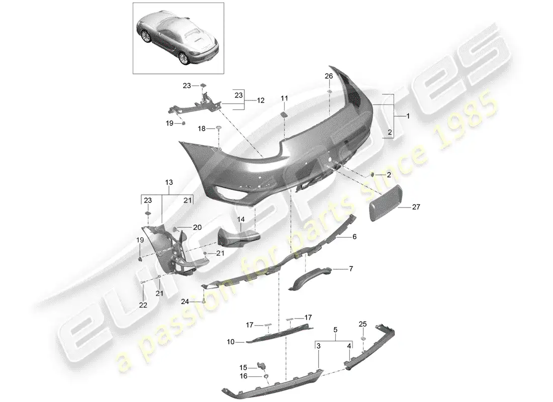 porsche 2015 (981 boxster) bumper parts diagram